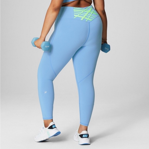 Fabletics Boost PowerHold High-Waisted 7/8 Legging Bali-Blue Lace Details 3X - Picture 1 of 14